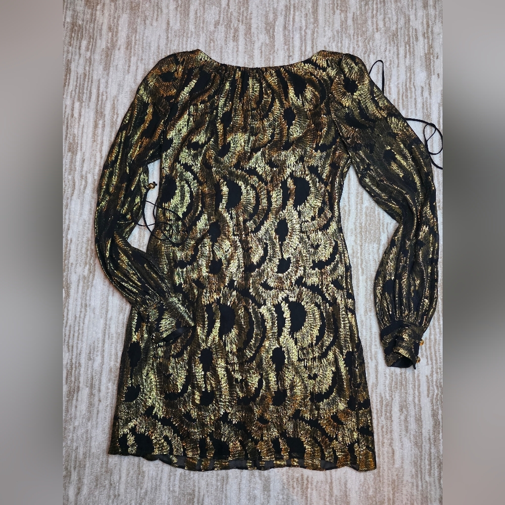 Milly Black and Gold Mini Dress Size 2